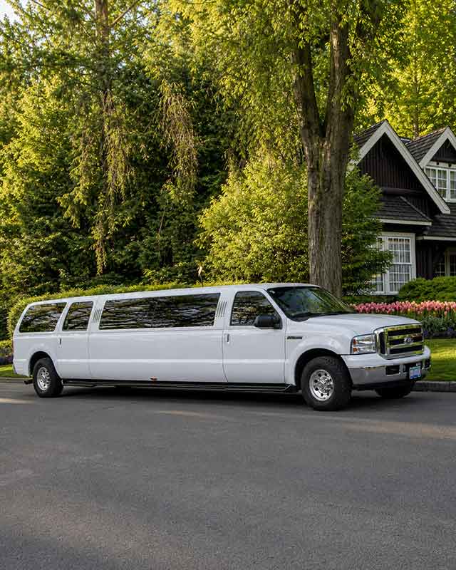 White stretch SUV limousine from Royal Limousine Service in Vancouver
